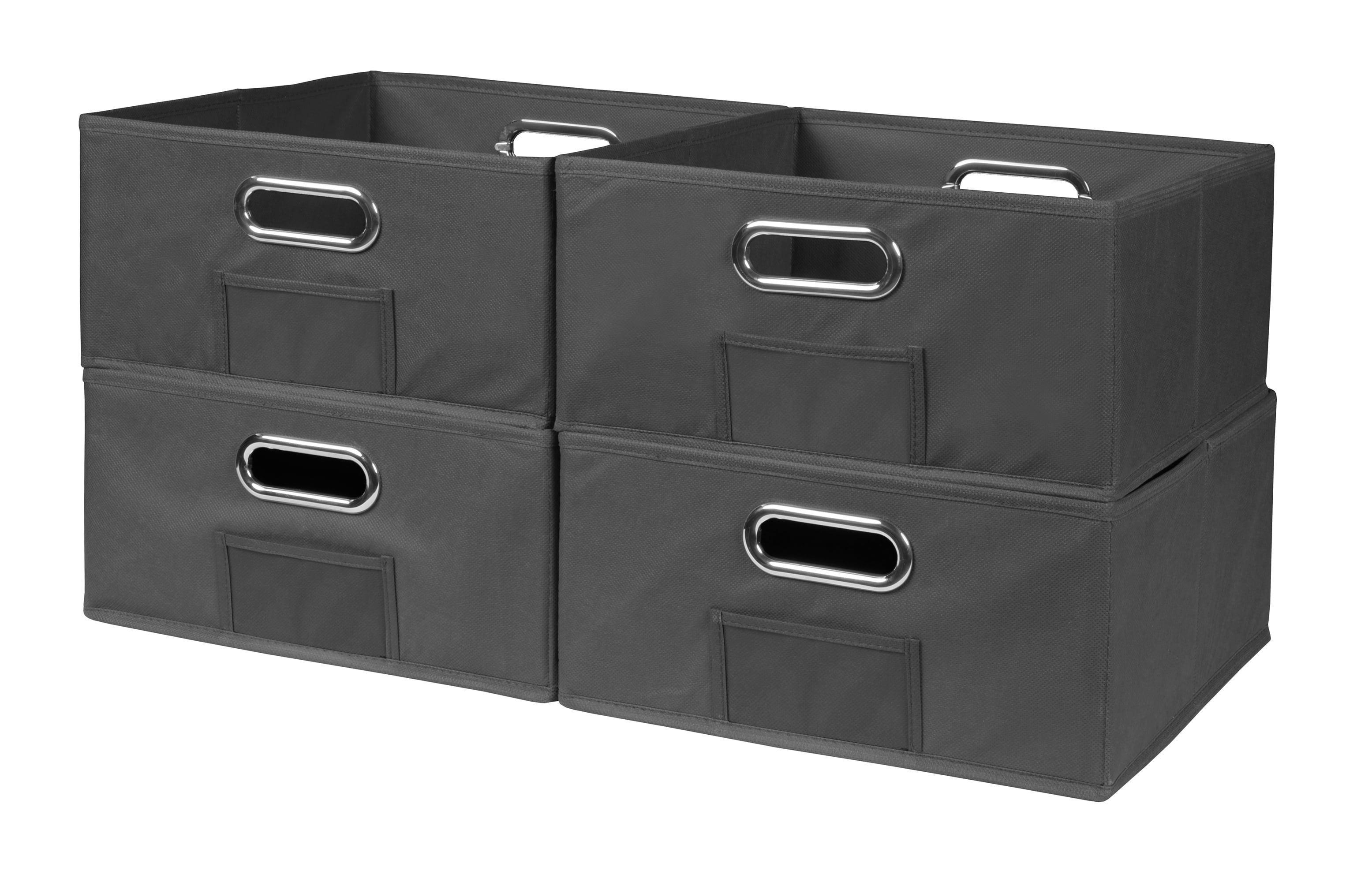 Collapsible Home Storage Set Of 4 Foldable Fabric Low Storage Bins 