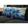 thumbnail image 2 of Ambesonne Cartoon Throw Pillow Cover 4 Pack, Whale Fish Rabbit Sun, 16", Multicolor, 2 of 6