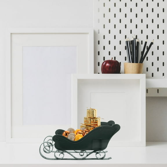 KONTONTY Christmas Mini Sleigh Table Decor Set 2pcs Holiday Candy Tray Centerpiece Bowl Xmas Tree Decoration for Outdoor Tabletop