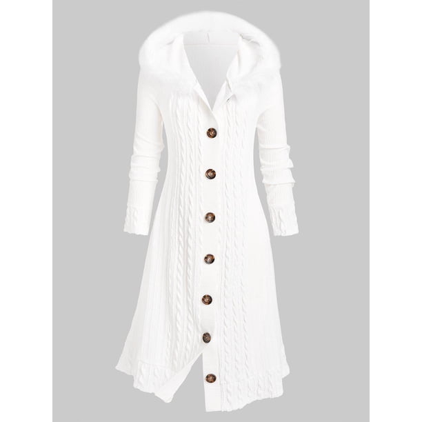 Abrigo de punto de trenza con capucha con capucha más suave Rosegal Abrigos de talla grande