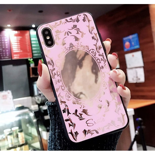 Fashion Creative Glass electroplated Mirror iPhone X/XR/XS MAX Case, Lover  and Couple Shatter-Resistant Girls and Boys iPhone 7/8 Plus Cover (Pink,  iPhone Xs MAX)