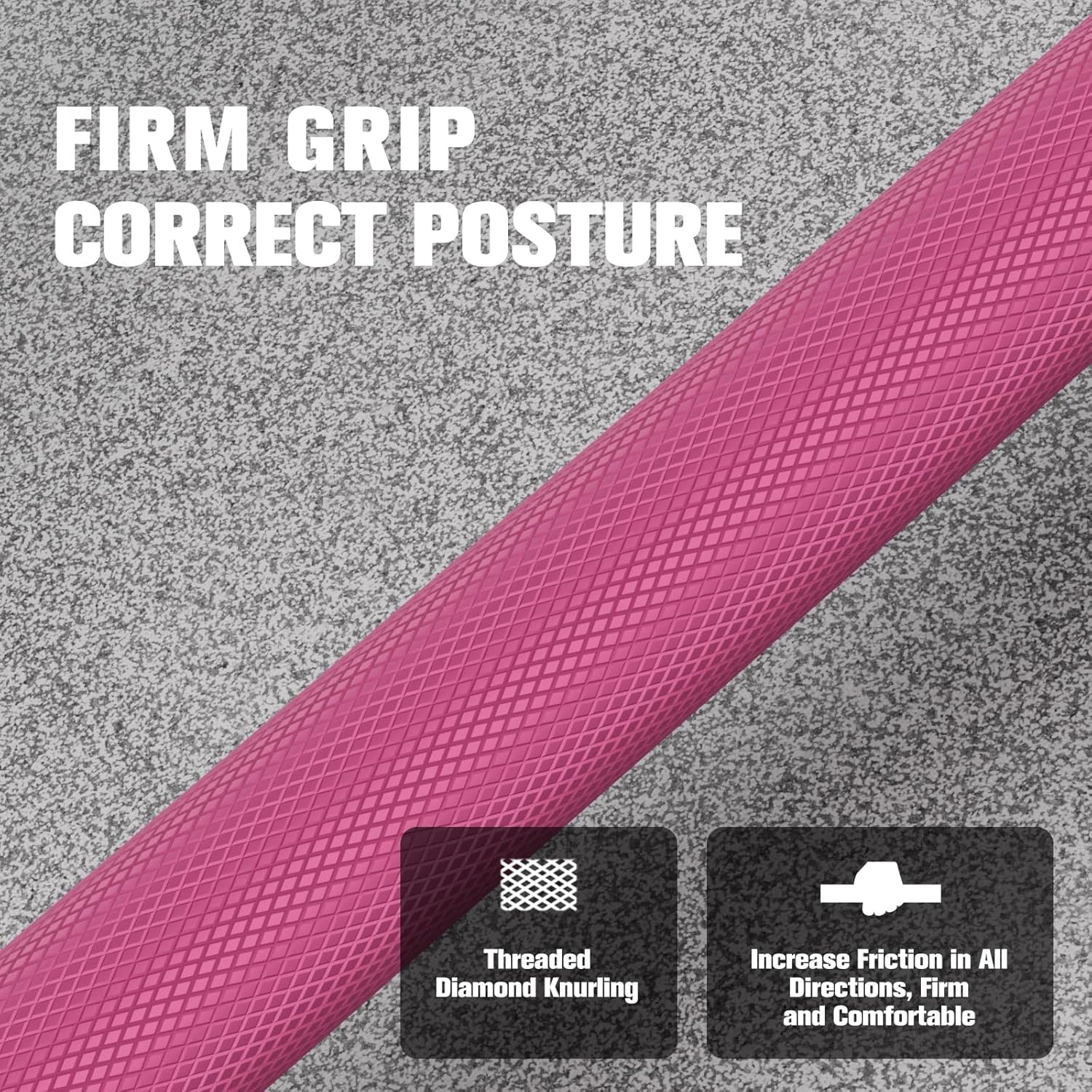 RitFit Olympic Barbell  6FT- 2 Inch Weight Bar for Strength Training, Weightlifting, Squat, Deadlift, Bench Press, Curl, Overhead Press - 500lbs Capacity Black/Pink