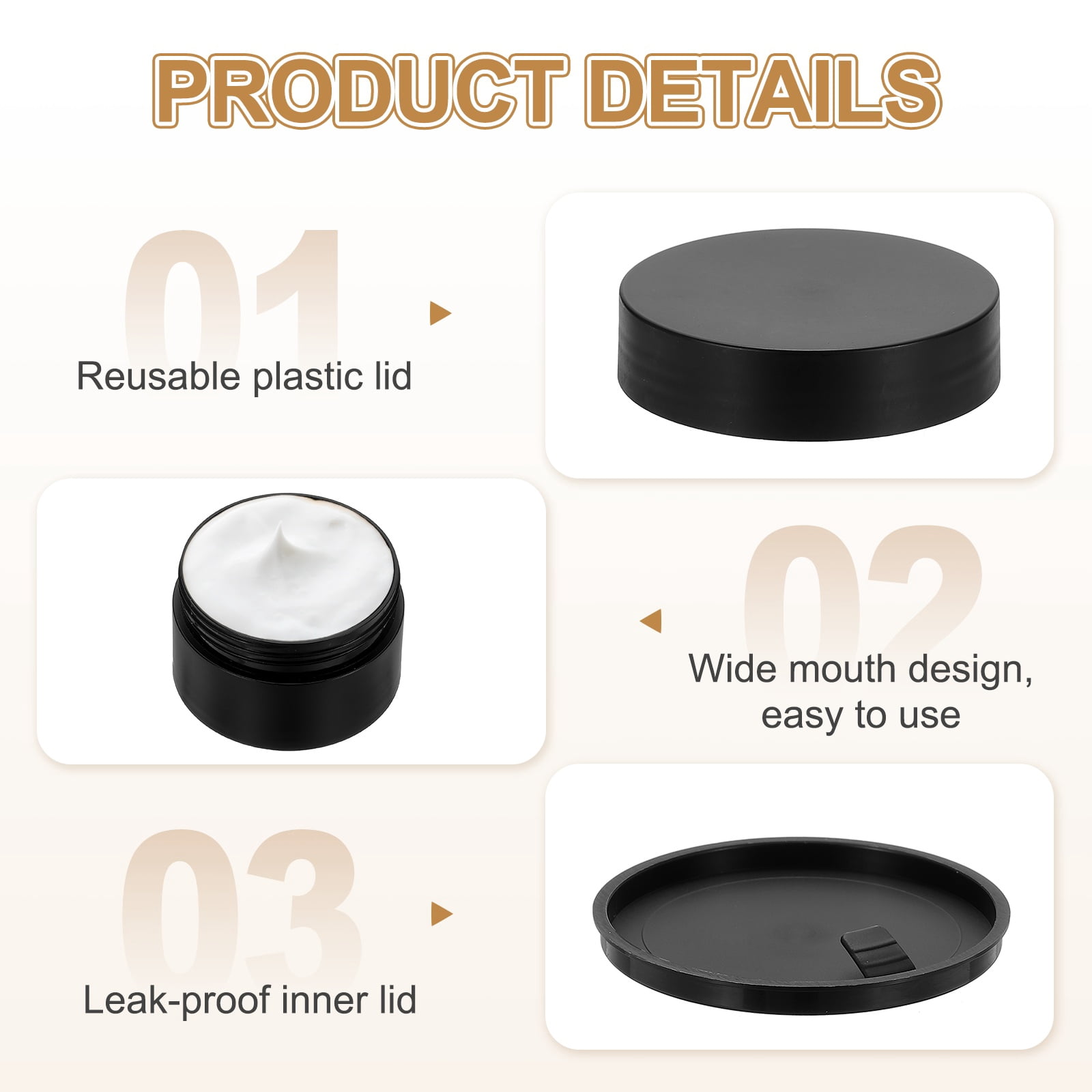 Uxcell 12Pcs Travel Bottles with Screw Lids, 1.8oz Refillable Cosmetic Containers with Inner Liners for Shampoo Lotions Makeup Face Creams DIY Making, Black