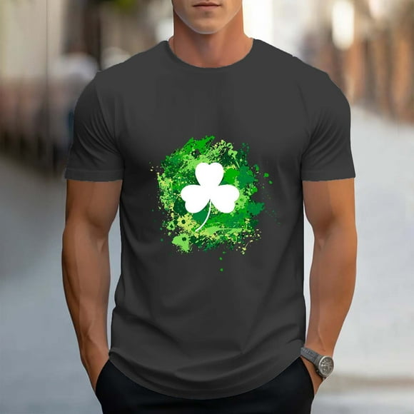 Pntutb Men Short Tops New Fashion Casual Men T-Shirt St. Patrick'S Day Print Sports Short Sleeve Round-Neck Blouses Shirts