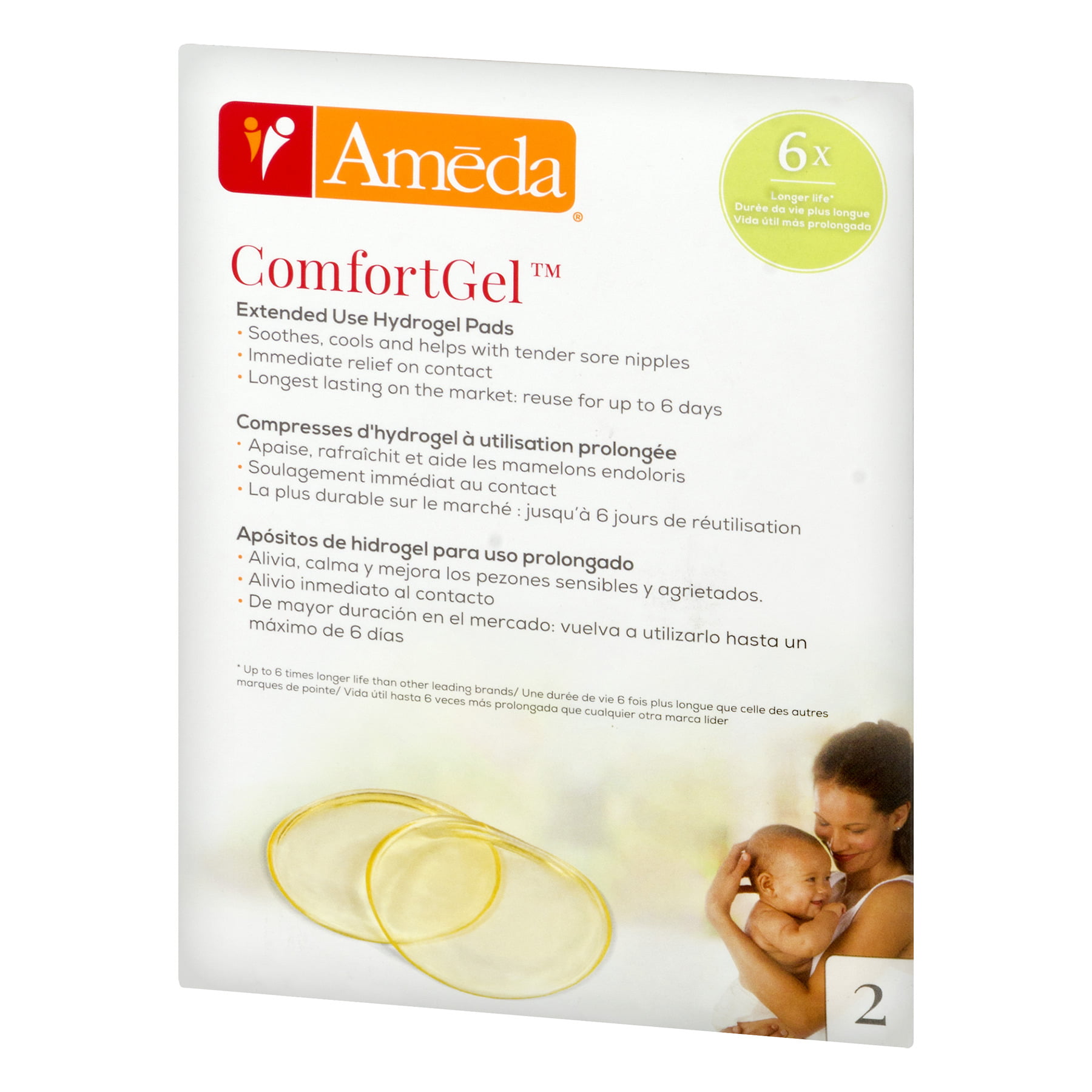 Ameda ComfortGel Soothing Breastfeeding Pads, 4 Pair (8 Count) 