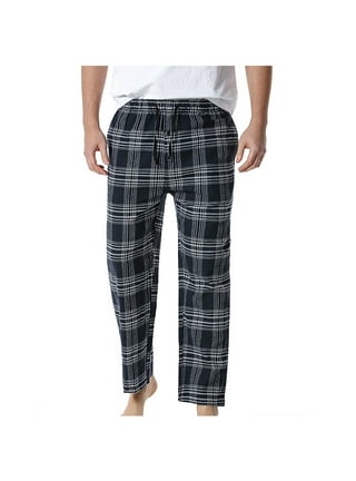 Black White Buffalo Plaid Mens Pajama Pants with Pockets