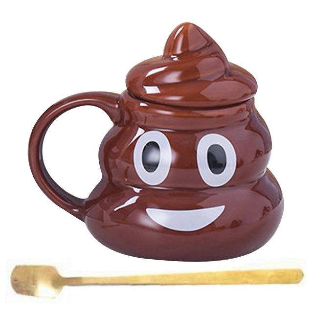 Poop Novelty Mug Creative Water Cup with Lid, Poop Shaped Coffee Cup 480ml Ceramic Mug For Parties Gfits