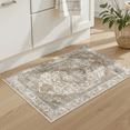thumbnail image 2 of Area Soft Rugs 2X3 Washable Non Slip Boho Small Floor Entryway Rugs for Living Room Bedroom, Vintage Style Farmhouse Mat for KitchenDark Plum&Peach, 2 of 7