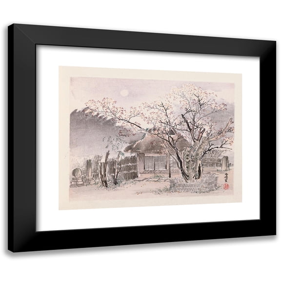 Anonymous 14x12 Black Modern Framed Museum Art Print Titled - Hean Meisho, Pl.02 (1868-1912)