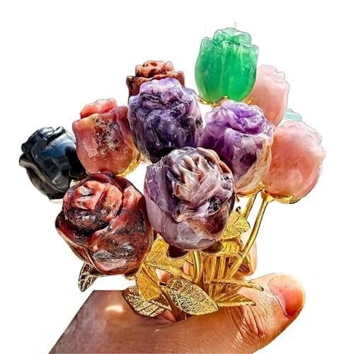 Crystal Rose Gemstone Flower,Crystal Jewelry,Carved Crystal Home Decoration,Reiki Heal,Girlfriend Gift,Mom's Gift,Valentines Gift