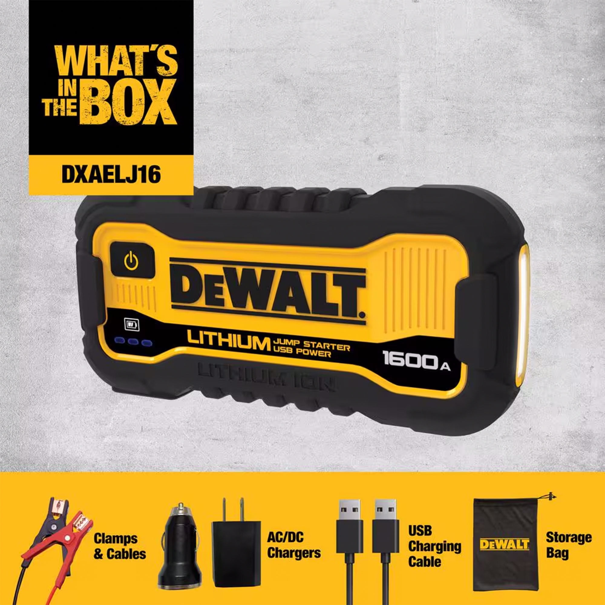DEWALT 1600 Peak Amp Li-Po Battery Jump Power Starter, Portable