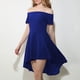 thumbnail image 3 of Vestido hombros descubiertos Sunnimix alto y bajo M Borgoña Azul real fuera del vestido de hombro, 3 of 8