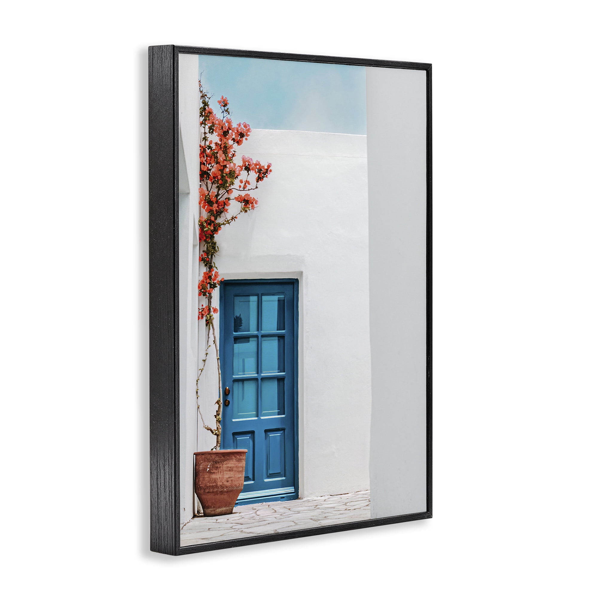 Stupell Industries Blue Villa Door Town & City Photography Black Framed Art Print Wall Art, 16 x 24