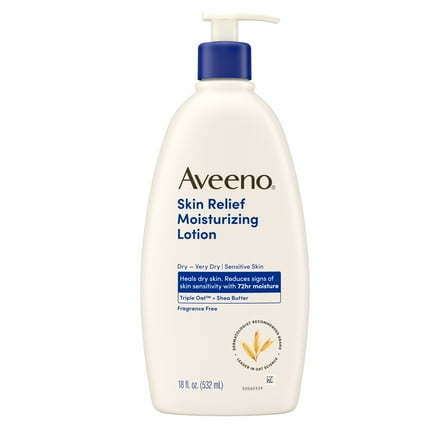 Aveeno Skin Relief Moisturizing Body and Hand Lotion for Dry Skin, Fragrance-Free, 18 oz