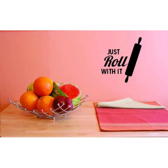 Custom Decals Just Roll With It Wall Art Size: 16 X 24 Inches Color: Black