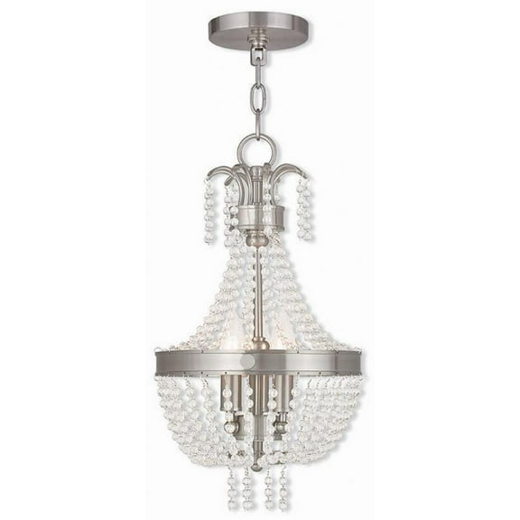 French Country Traditional Three Light Chandelier-Brushed Nickel Finish Bailey Street Home 218-Bel-1875459