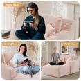 thumbnail image 4 of Tmsan 65.4" Chaise Lounge Chair Indoor, Corduroy Oversized Boneless Chairs Sofa Bed with 3 Pillows, Deep Seat Comfy Upholstered Reading for Living Room,Office, Bedroom, Apartment, Pink, 4 of 8