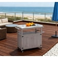 thumbnail image 7 of Deck Box Storage Cabinets with Stainless Steel Top,Outdoor Grill Cart,Solid Wood Outdoor Kitchen Island with Wheels,Outdoor Storage Box, 7 of 7