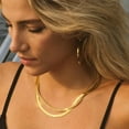 thumbnail image 3 of Gold Necklace for Women-14K Plated Sterling Silver Snake Chain Necklace Dainty Simple Chunky Herringbone Necklace Gold Choker Necklaces Jewelry for Women, 3 of 8