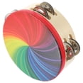 thumbnail image 2 of Rainbow Tambourine Hand Drum with Double Row Jingles Handheld Percussion Instrument, 2 of 8