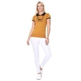 thumbnail image 5 of YEMAK Women's Meow Cat Contrast Collar Short Sleeve Pullover Sweater MK3591MEOW-CAMEL/BLACK-M, 5 of 5