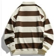 thumbnail image 4 of Nokdvo Striped Print Sweatshirts for Men Long-Sleeved Collared Sweater Striped Button Pullover Color-Blocked Loose Going Out Baggy Casual Fashion Clothes,Brown XL, 4 of 5