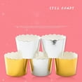 thumbnail image 2 of 50 Pcs Metal-like Texture Paper Cupcake Cups Disposable Muffin Cup Heat-resistant Dessert Bowls Party Supplies for Baking Wedding Birthday (Silver), 2 of 8