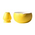 thumbnail image 1 of Ceramic Matcha Bowl con y soporte para batir, té Ceremonial Bathisk Taz de té, tazón de mezcla de matcha para la familia de regalos de cocina amarillo, 1 of 9