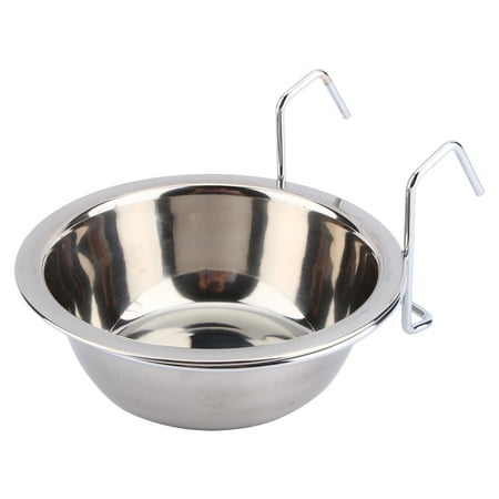 HURRISE Stainless Steel Dog Bowl,Rabbit Bird Cat Dog Food Water Cage Cup Crate Cup with Clamp Holder