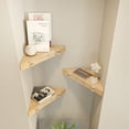 thumbnail image 3 of Edis Corner Shelf Wall Mount, Set of 3 Floating Shelves for Storage and Display, Natural Oak Finish Wood Shelves for Bedroom, Kitchen, Living Room and Office Natural Oak Finish, 3 of 7