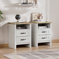 thumbnail image 6 of CHITOOMA 2-Drawer Nightstand with Charging Station, Farmhouse Bedside Table with Open Shelf, Small Wood End Table for Bedroom Living Room, White & Brown, 6 of 12