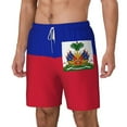 thumbnail image 5 of Men's 2 in 1 Swim Trunks with Compression Liner Haiti Flag Quick Dry Beach Shorts, 5 of 6