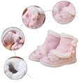 thumbnail image 4 of B91xZ Toddler Girl Boots Gilrs Cloth Shoes Rubber Sole Warm Winter Snow Boots Embroidery Print Cotton Boots (Pink, 10 Toddler), 4 of 5