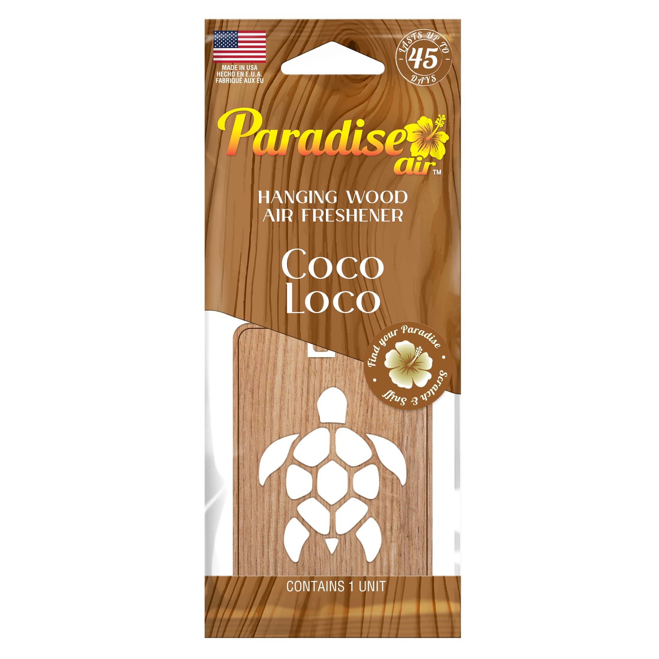 Paradise Air Hanging Wood Air Freshener, Laser Cut Design, 1 Unit
