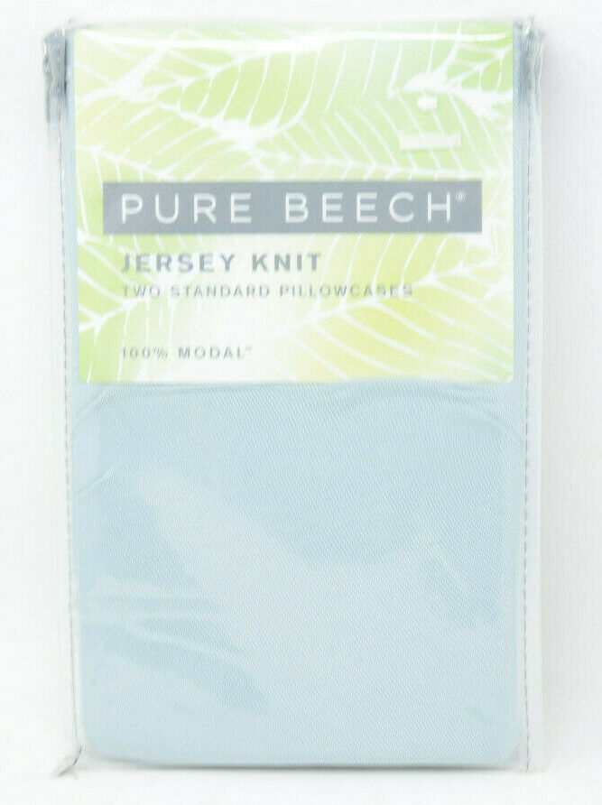 Pure Beech 100 Modal Jersey Knit Standard Pillowcases in Light Blue