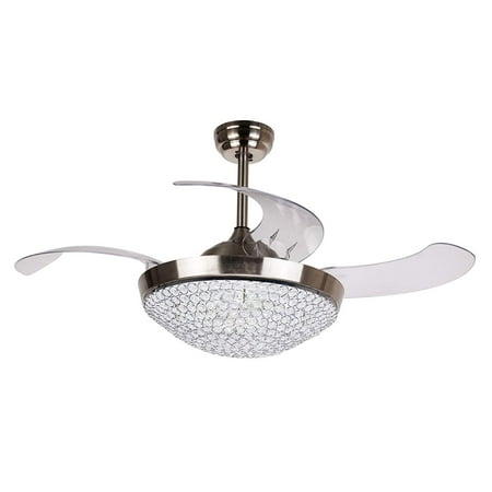 46 Modern Crystal Chandelier Led Ceiling Fan With Retractable