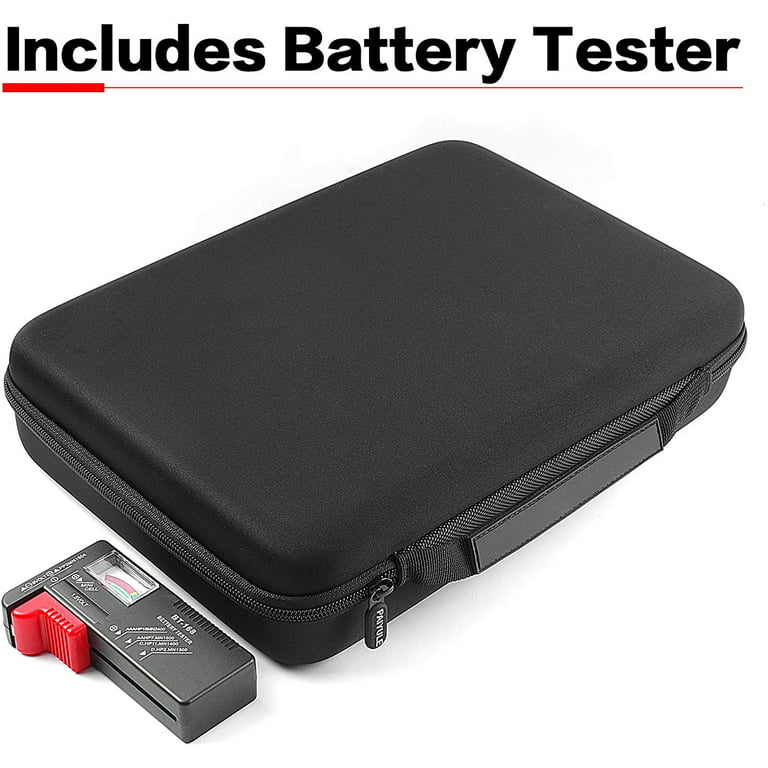 Tenergy Battery Organizer Storage Case with Battery Tester, Holds 60 Batteries AA AAA C D 9V (Batteries Not Included)