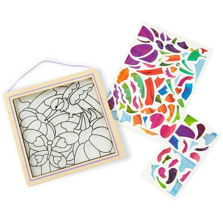 Melissa & Doug Stained Glass See-Through Window Art Kit: Rainbow Garden - 80+ Stickers, Frame