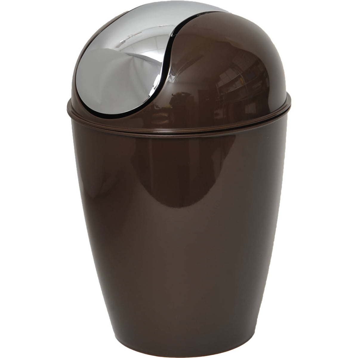 Round Bath Floor Trash Can Waste Bin 4.5liters/1.2gal Brown