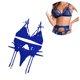 thumbnail image 2 of Conjunto de ropa interior de encaje floral de 3 piezas para mujer, sujetador sexy, bragas, liguero, azul, L Inevent XX000052-24, 2 of 7