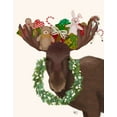 thumbnail image 2 of Fab Funky 26x32 White Modern Wood Framed Museum Art Print Titled - Christmas Moose and Christmas Gifts, 2 of 4