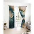 thumbnail image 3 of Teal Brown Blackout Curtains for Bedroom/Living Room, Thermal Insulated Kitchen Curtains, Retro Contemporary Abstract Art Grommet Darkening Window Treatment Drapes 27.5"x39"x2, 3 of 8