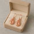 thumbnail image 3 of Bezel Set 9X6 MM Morganite 925 Sterling Silver Rose Vermeil Party Wear Women Mother's Day Gift Engagement Earrings, 3 of 5