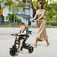 thumbnail image 2 of Costway Toddler Tricycle, 7 in 1 Push Trike with Adjustable Canopy Parent Push Handle Seat Gray, 2 of 9