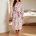 thumbnail image 3 of Levmjia Women's Winter Thick Plush Robe Long Star Print Bathrobe Full Length Kimono Nightgown with Pockets Soft Fluffy Loungewear Sleepwear Cozy Homewear, 3 of 5