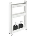 thumbnail image 1 of 3 Tiers Slim Rolling Storage Cart, 3.5 Inches Slim Slide out Bathroom Organizer Cart, Tiered Storage Rack with Wheels, Narrow Mobile Utility Cart for Laundry Room, Kitchen, Office, Sturdy Room, 1 of 5