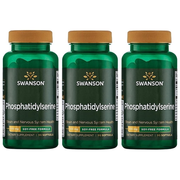 Swanson Phosphatidylserine Soy-Free Formula 100 mg 90 Sgels 3 Pack