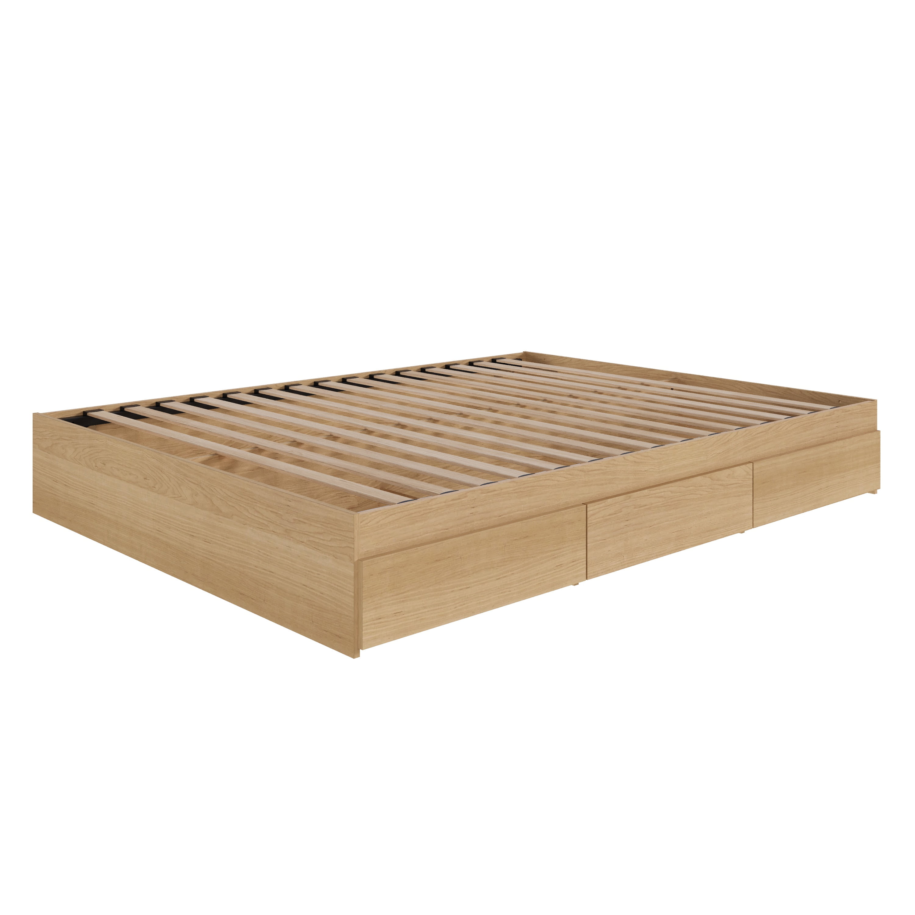 Nexera Queen Size Storage Wood Bed Frame with 3 Drawers, Natural Maple
