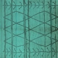 thumbnail image 1 of Ahgly Company Machine Washable Indoor Square Oriental Turquoise Blue Industrial Area Rugs, 3' Square, 1 of 4