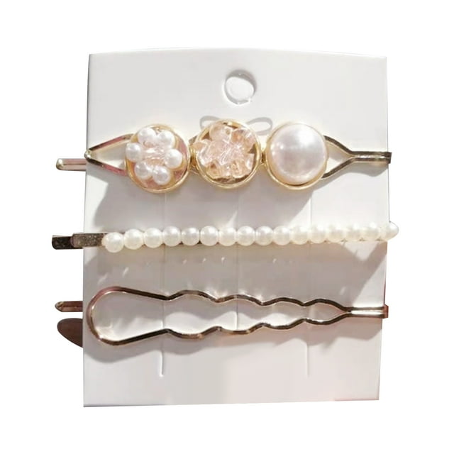 Pinzas para el cabello BRI con perlas delicadas y exquisitas, color blanco